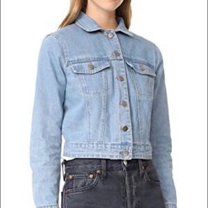 BB Dakota Mia Faux Fur & Denim Jacket In Light Blue. NEW